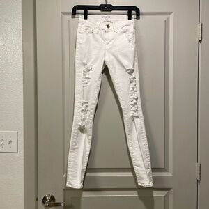 NWOT Frame Le Skinny de Jeanne White Torn Jeans 23